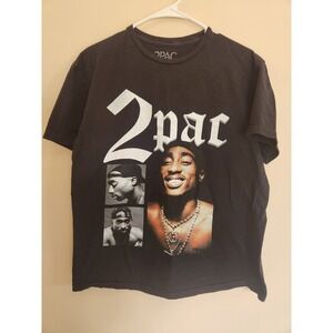 2Pac Tupac Shakur Graphic T-Shirt Mens Medium Black Hip Hop Rap Tee 100% Cotton
